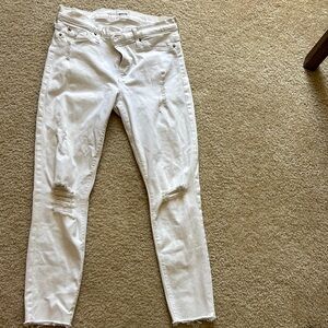 Hudson Jeans White Distressed Skinny Jeans